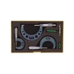Mitutoyo 103-922, Micrometer Set 0-3", Range-3 Mics And 2 Standards (Inch Reading)